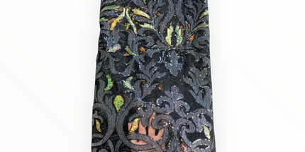 French Lace with Sequins in Black – 5 Yards Piece