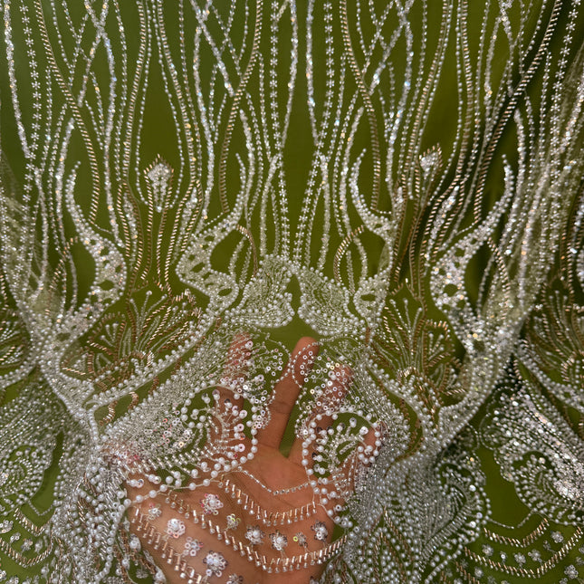 Prestige Pink Pearl Beaded Lace / Metre