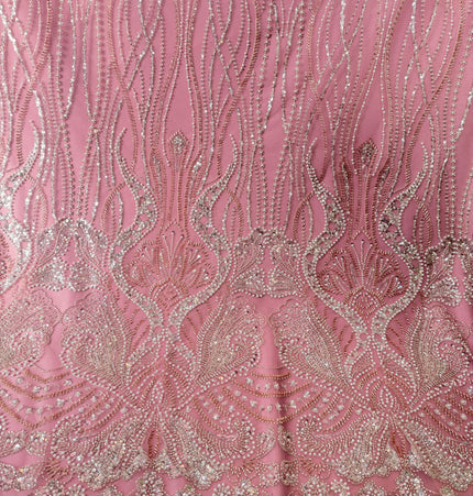 Prestige Pink Pearl Beaded Lace / Metre
