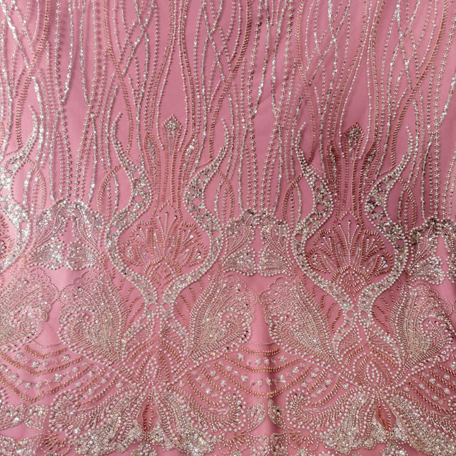 Prestige Pink Pearl Beaded Lace / Metre