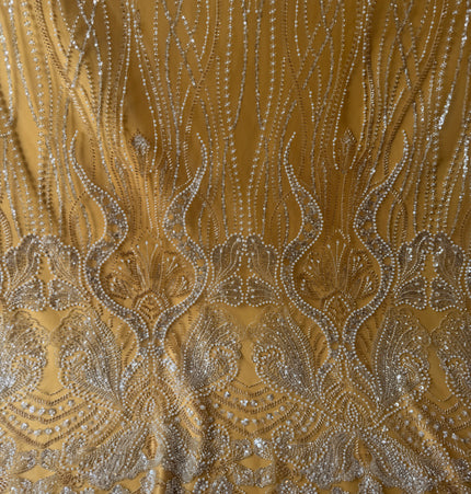 Prestige Gold Pearl Beaded Lace / Metre