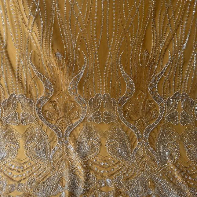 Prestige Gold Pearl Beaded Lace / Metre