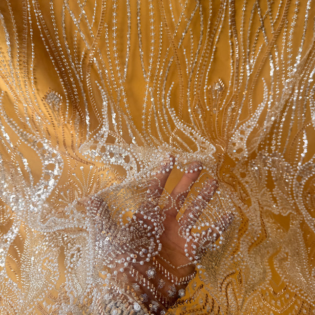 Prestige Gold Pearl Beaded Lace / Metre