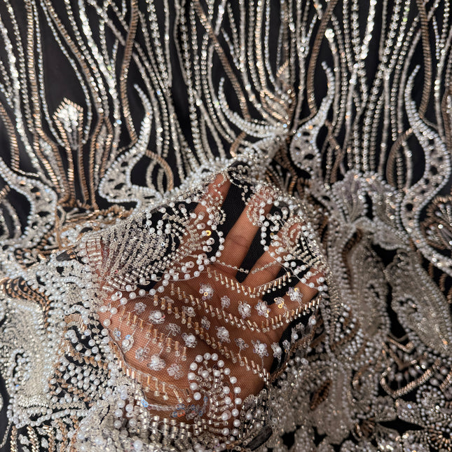 Prestige Black Pearl Beaded Lace / Metre