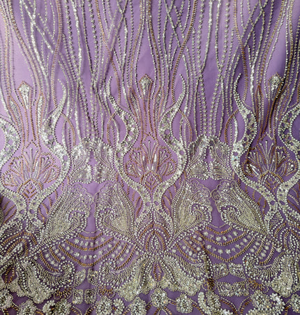 Prestige Lilac Purple Pearl Beaded Lace / Metre