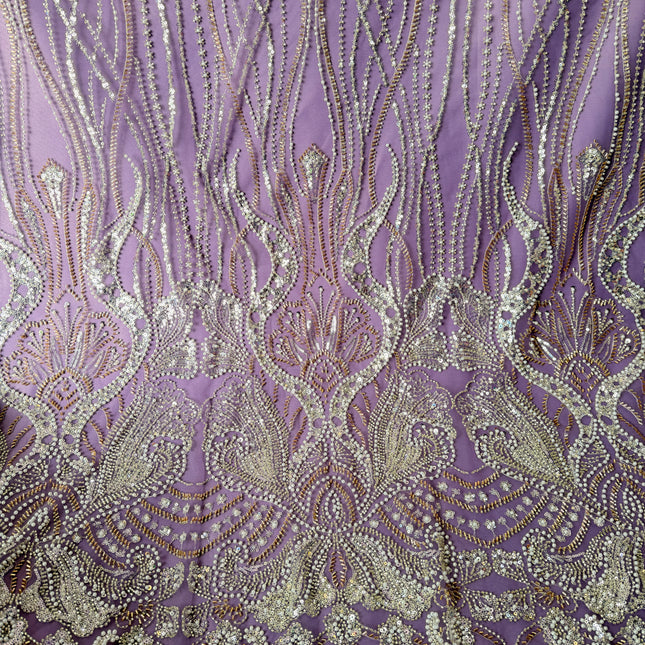 Prestige Lilac Purple Pearl Beaded Lace / Metre