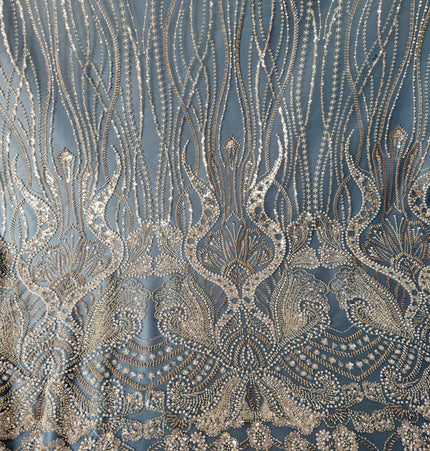 Prestige Light Blue Pearl Beaded Lace / Metre