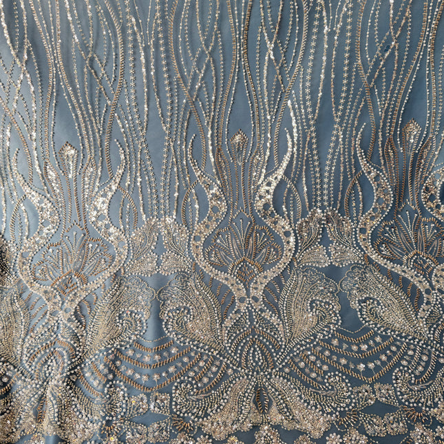 Prestige Light Blue Pearl Beaded Lace / Metre