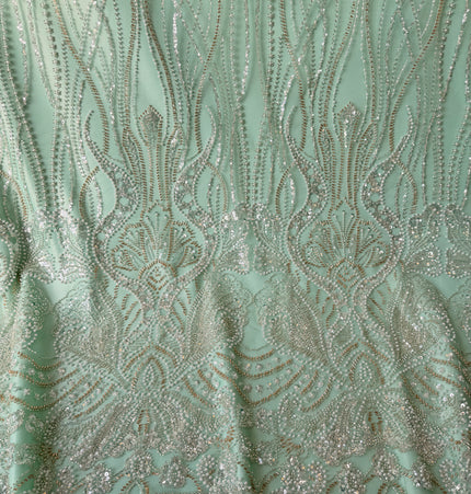 Prestige Mint Green Pearl / Beaded Lace / Metre