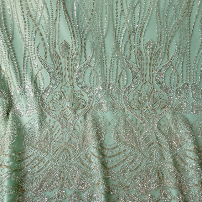 Prestige Mint Green Pearl / Beaded Lace / Metre