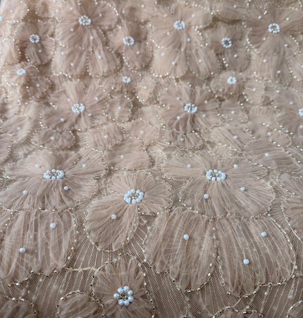 Fluffy Champagne Beaded Lace