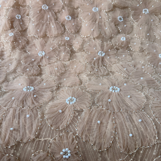 Fluffy Champagne Beaded Lace
