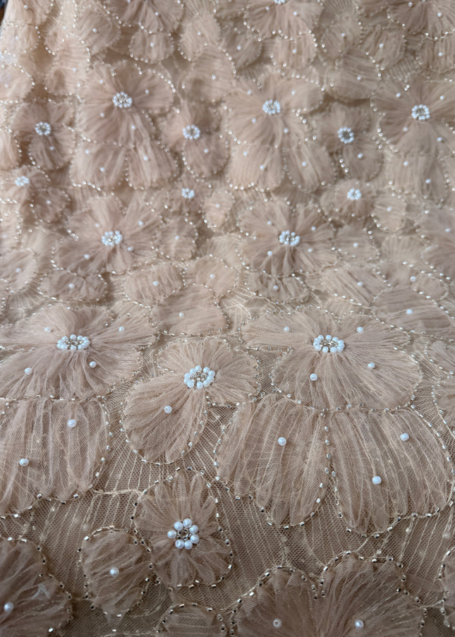 Fluffy Champagne Beaded Lace