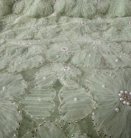 Fluffy Lime Green Beaded Lace