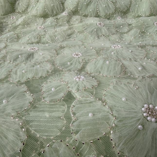 Fluffy Lime Green Beaded Lace