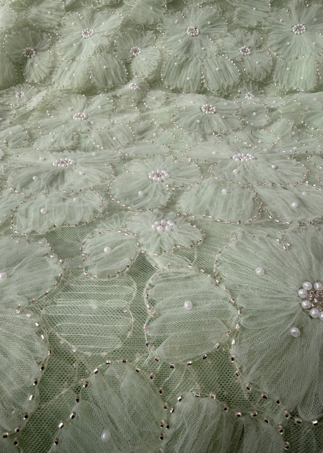 Fluffy Lime Green Beaded Lace