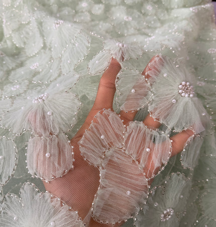 Fluffy Lime Green Beaded Lace