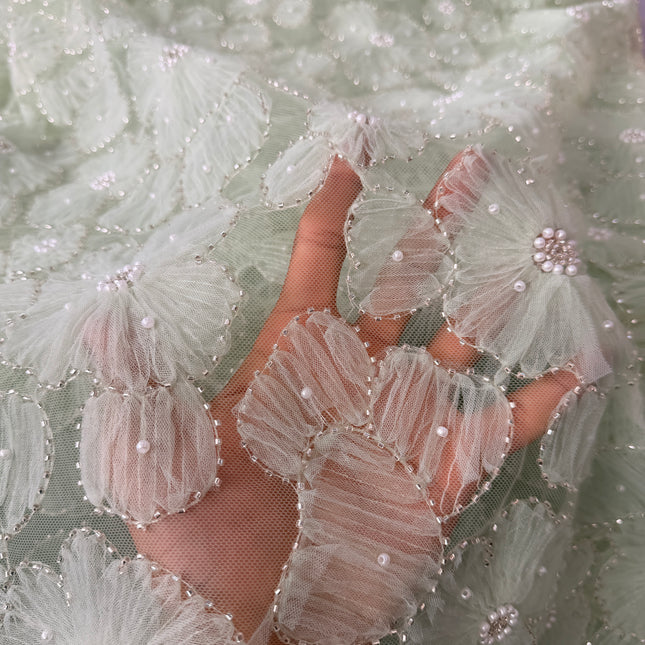 Fluffy Lime Green Beaded Lace