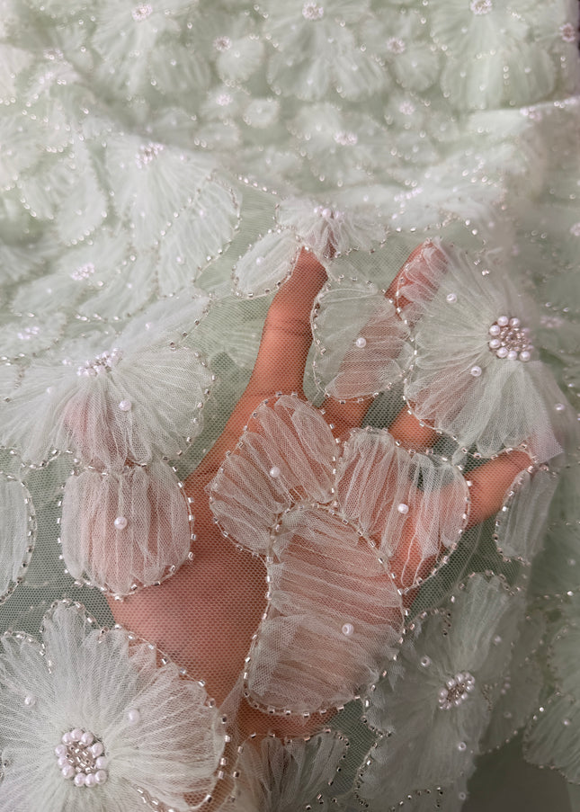 Fluffy Lime Green Beaded Lace