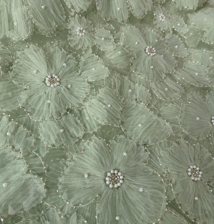 Fluffy Lime Green Beaded Lace