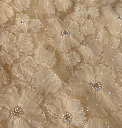 Fluffy Cream Colour Beaded Lace