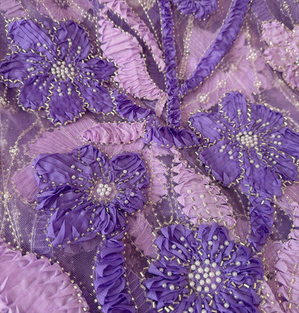 Heavy Fluffy Purple Beaded Lace