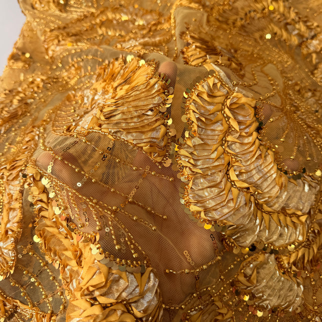 Heavy Fluffy Gold Beaded Lace