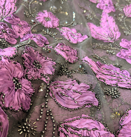 Heavy Fluffy Purple Beaded Lace