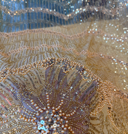 Stunning Gold Beaded Lace / Metre