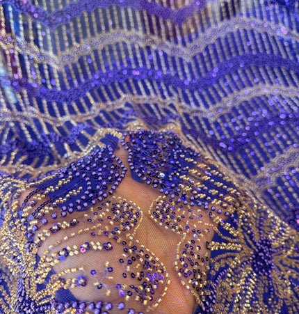 Stunning Purple Beaded Lace / Metre