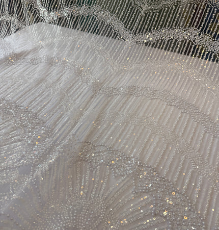 Stunning White Beaded Lace / Metre