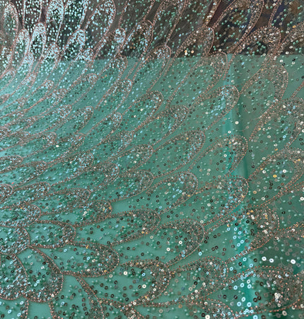 Stunning Mint Green Beaded Lace / Metre