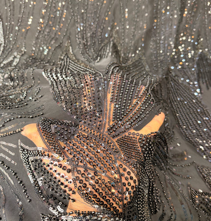 Gorgeous Black Beaded Lace / Metre