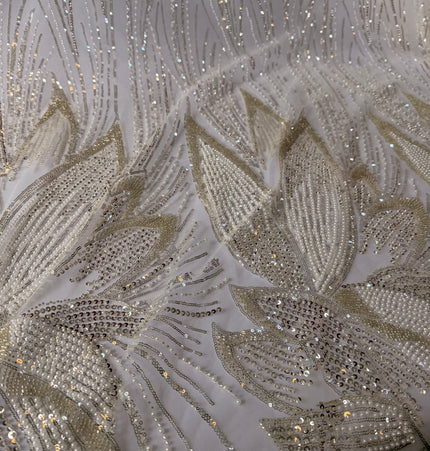 Gorgeous White Beaded Lace / Metre