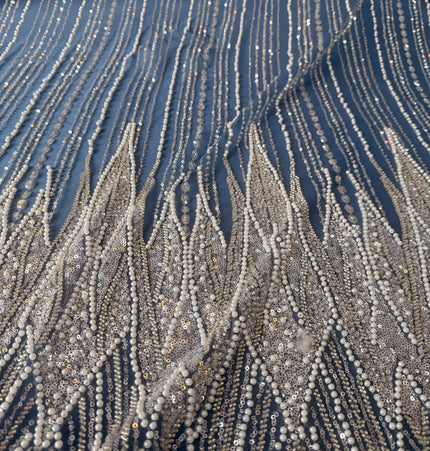 Gorgeous Light Blue Beaded Lace / Metre