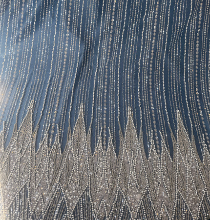 Gorgeous Light Blue Beaded Lace / Metre