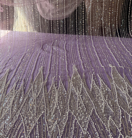 Gorgeous Lilac Purple Beaded Lace / Metre