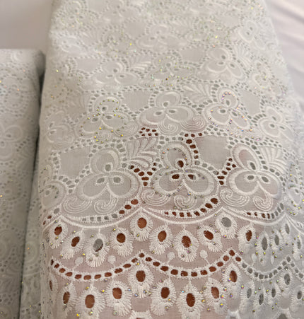 Pure White Swiss Cotton Lace / 5 yards