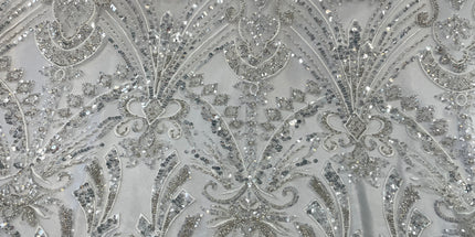 Prestige Pearl / Beaded Lace - White - 1 Yard