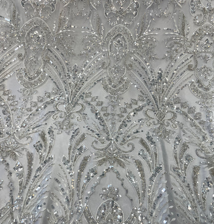 Prestige Pearl / Beaded Lace - White - 1 Yard