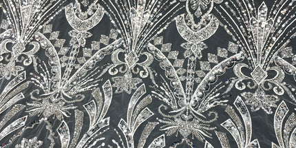 Prestige Pearl / Beaded Lace - White - 1 Yard