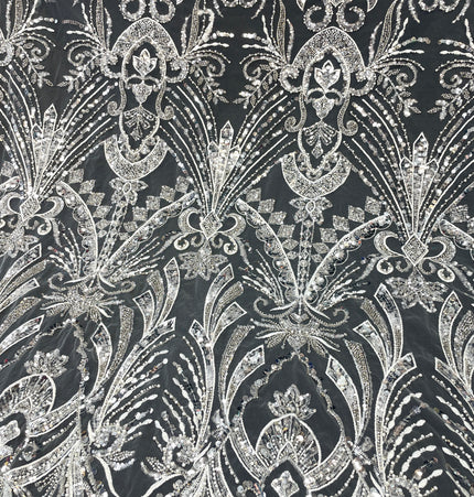 Prestige Pearl / Beaded Lace - White - 1 Yard