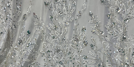 Prestige Pearl / Beaded Lace - White - 1 Yard