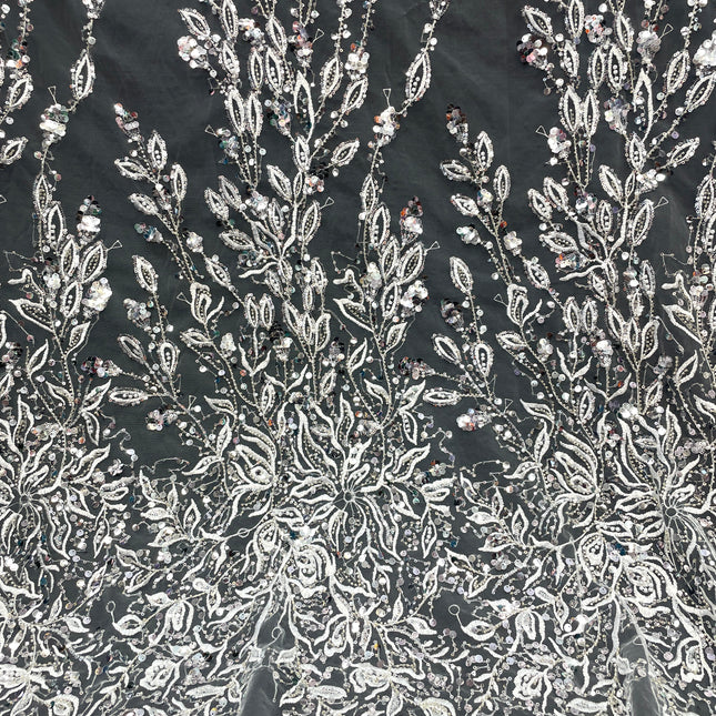 Prestige Pearl / Beaded Lace - White - 1 Yard