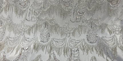 Prestige Pearl / Beaded Lace - White - 1 Yard