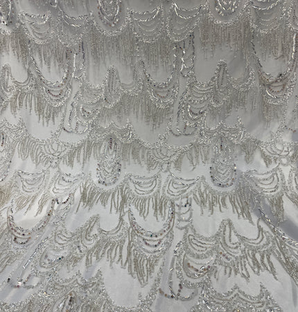 Prestige Pearl / Beaded Lace - White - 1 Yard