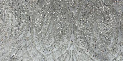 Prestige Pearl / Beaded Lace - White - 1 Yard