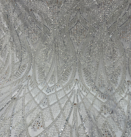Prestige Pearl / Beaded Lace - White - 1 Yard