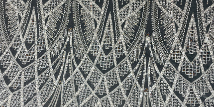 Prestige Pearl / Beaded Lace - White - 1 Yard