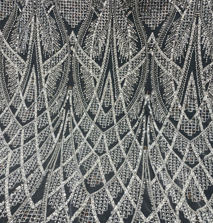 Prestige Pearl / Beaded Lace - White - 1 Yard